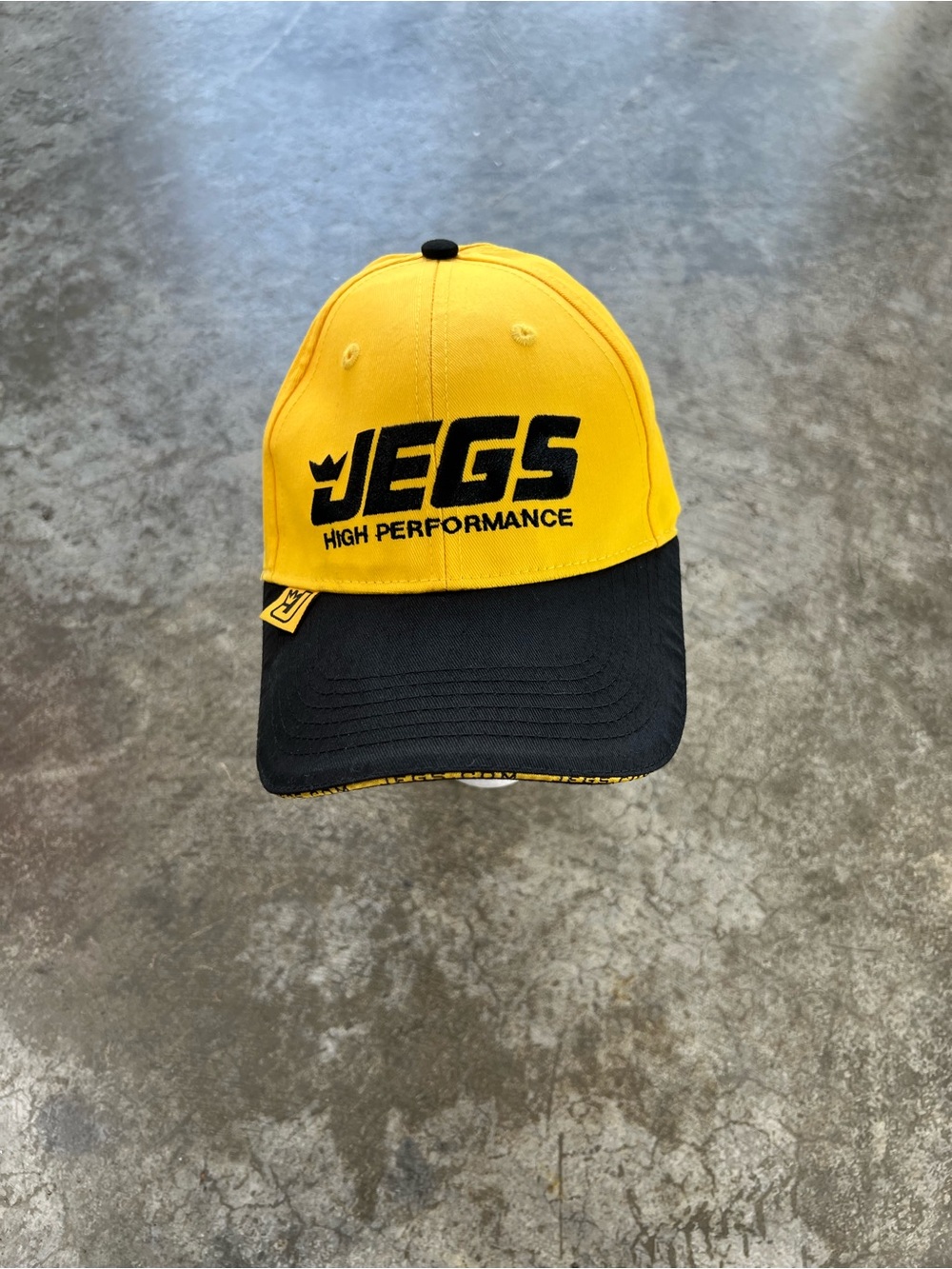 JEGS High Performance Yellow Black Racing Strapback Hat Cap